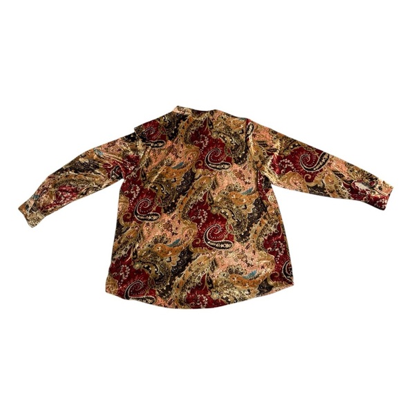Soft Surroundings Top Womens Paisley Velour Long Sleeve Button Shirt Size 2X - Picture 8 of 10